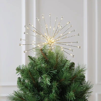 12" Silver Sunburst Lighted Tree Topper by Ashland®