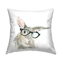 Stupell Industries Adorable Rabbit Black Frame Glasses Hipster Bunny Throw Pillow 18" x 18"