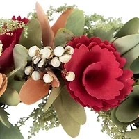 10" Rose & Pansy Artificial Wooden Spring Wreath