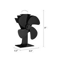 Hastings Home Black Self-Powered 4-Blade Wood Stove Fan