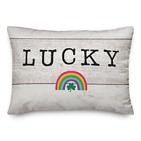 Lucky Wood Slats Rainbow 14" x 20" Throw Pillow