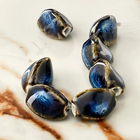 Blue Ceramic Twisted Oval Beads, 20mm by Bead Landing™