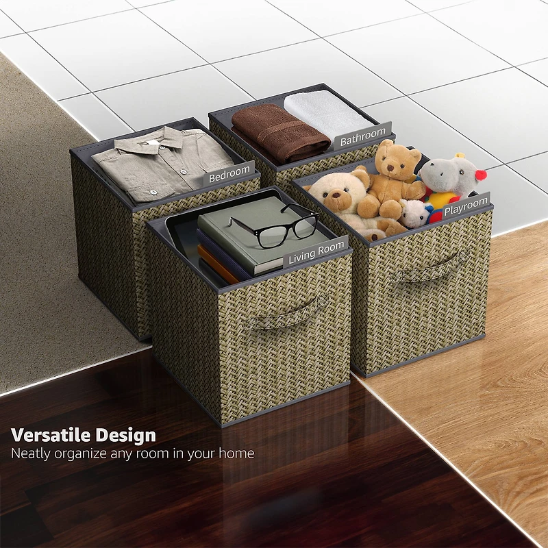 Sorbus 11" Gray Woven Foldable Storage Cubes, 4ct.