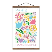 Paris Flower Market 12" x 18" Teak Hanging Canvas