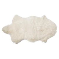 Hello Honey® White Natural Mongolian Lamb Fur Rug, 35" x 20"