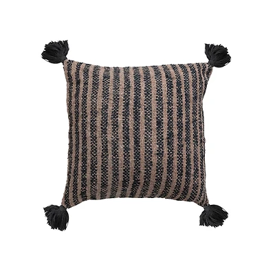 Hello Honey® Woven Cotton Striped Pillow with Chambray Back & Tassels