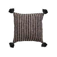 Hello Honey® Woven Cotton Striped Pillow with Chambray Back & Tassels