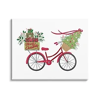 Stupell Industries Merry Christmas Seasonal Bicycle Canvas Wall Art
