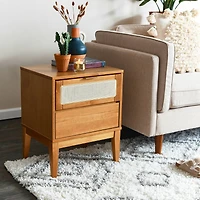 Hello Honey® Crawford 24" Solid Wood Nightstand with Storage Drawers and Cane Detail