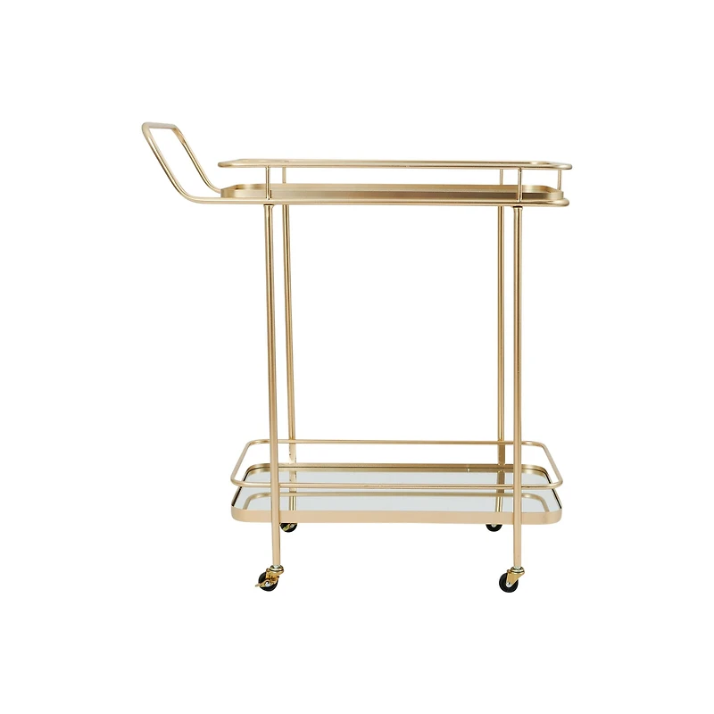 Hello Honey® Art Deco 2-Tier Mirrored Metal Bar Cart