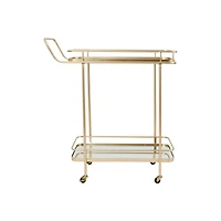 Hello Honey® Art Deco 2-Tier Mirrored Metal Bar Cart