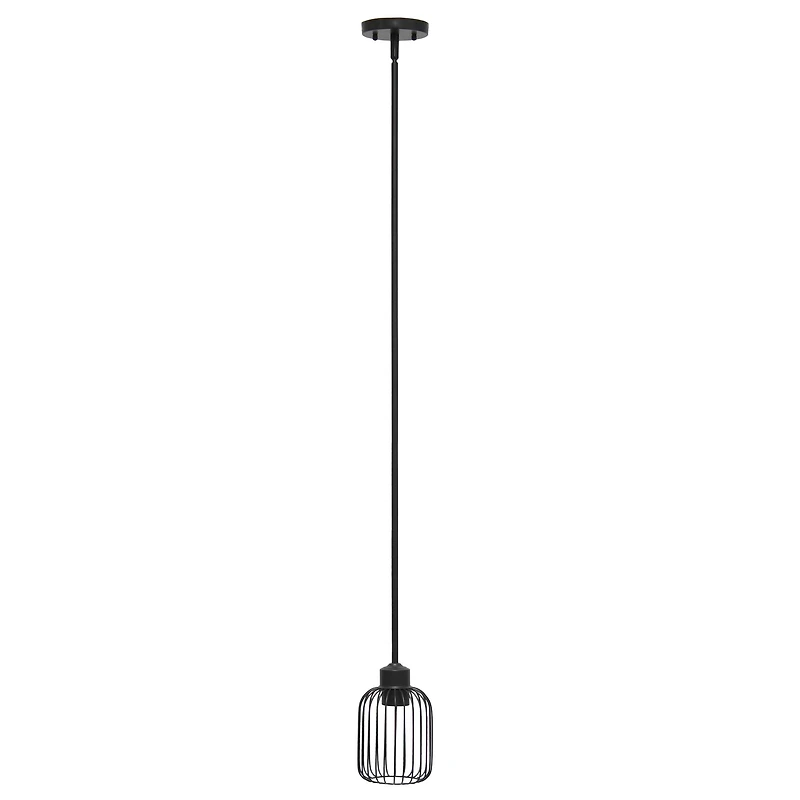 Lalia Home Ironhouse 7" Black 1-Light Metal Caged Mini Pendant
