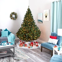 8ft. Pre-Lit Northern Rocky Spruce Artificial Christmas Tree, Clear LED Lights