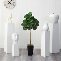 4ft. Fiddle Leaf Artificial Tree in Black Metal Planter