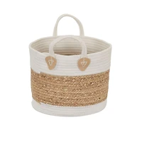Household Essentials 9.5" White & Natural Corn & Hyacinth Wicker Basket