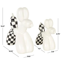White Ceramic Checkered Dog Balloon Sculpture Set