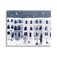 Stupell Industries Happy Hanukkah Winter City Scene Canvas Wall Art