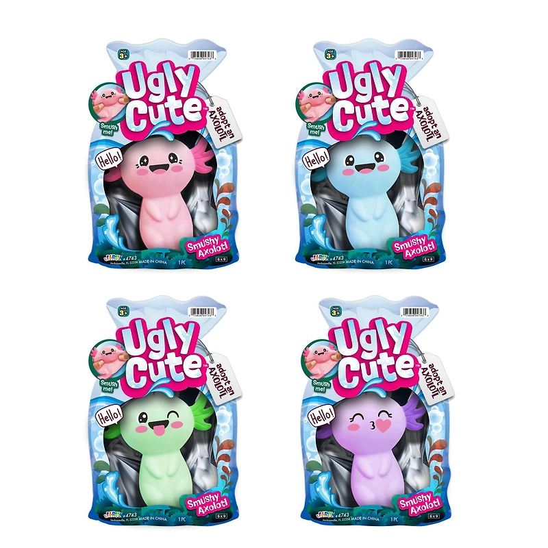Assorted Ja-Ru® Ugly Cute™ Smushy Axolotl Toy