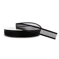 3/8'' x 7yd. Black Sheer Satin Ribbon by Celebrate It™