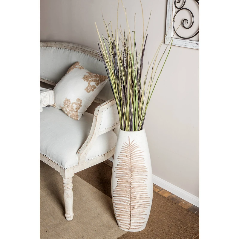 White Polystone Boho Style Vase, 25" x 9" x 8"