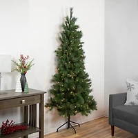 6.5ft. Pre-Lit Beaver Pine Artificial Christmas Wall Tree, Clear Lights