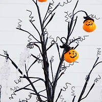 4ft. Pre-Lit Artificial Halloween Pumpkins and Skulls Ornament Tree with 64 Warm White LED Lights