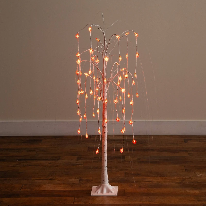 4ft. Pre-Lit Artificial Valentine's Day Willow Tree with 48 Heart Shaped LED Lights
