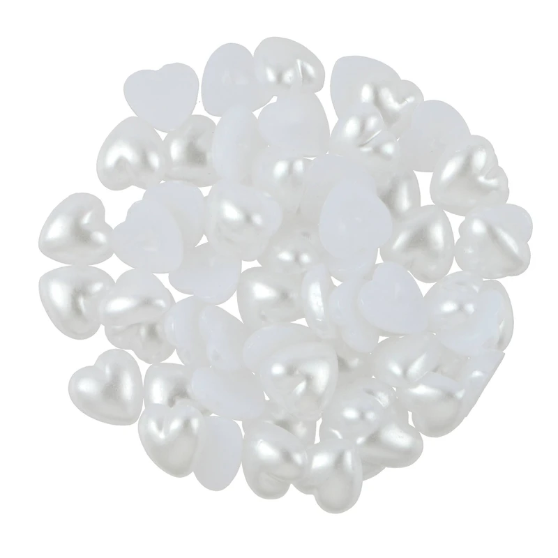 7.4mm White AB Flatback Plastic Pearl Hearts, 300ct. by Bead Landing™