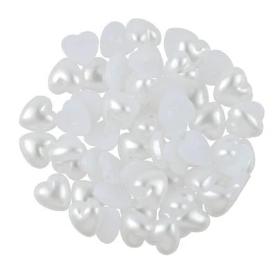 7.4mm White AB Flatback Plastic Pearl Hearts, 300ct. by Bead Landing™