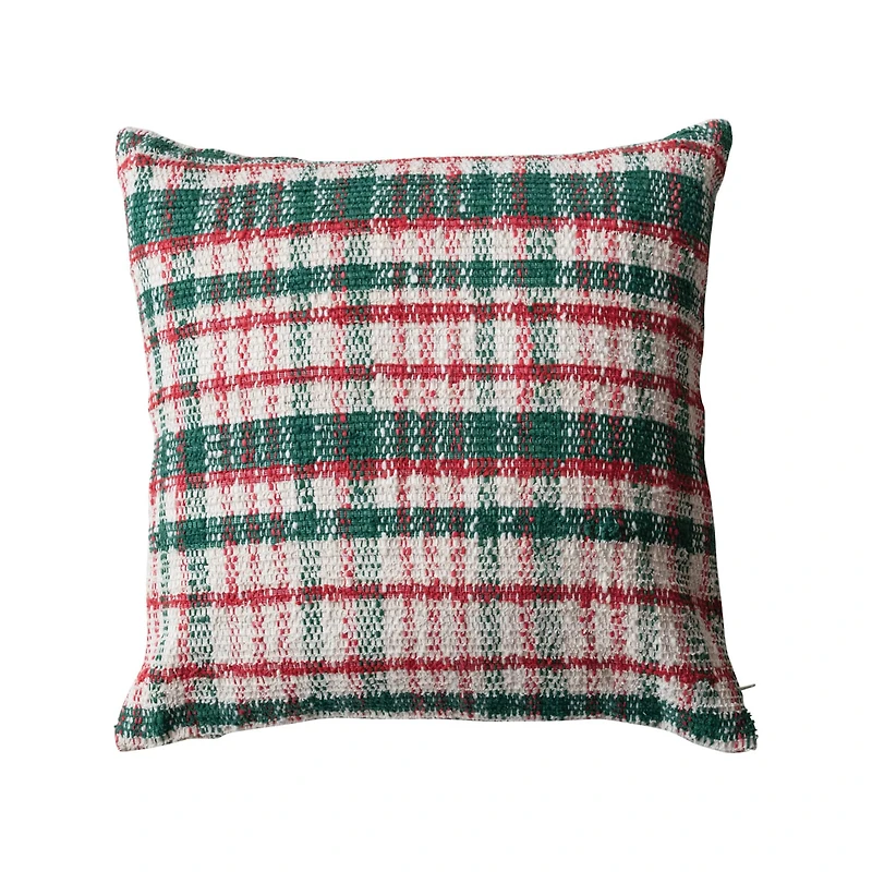 Hello Honey® 20" Red & Green Plaid Woven Throw Pillow
