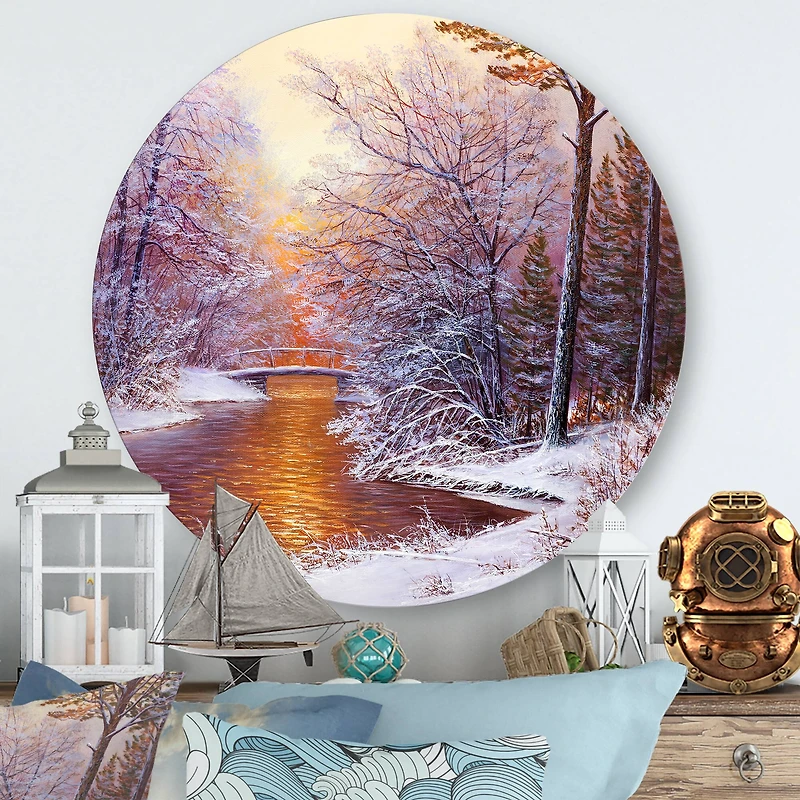 Designart - Christmas Forest With River and Trees II