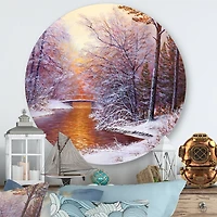 Designart - Christmas Forest With River and Trees II