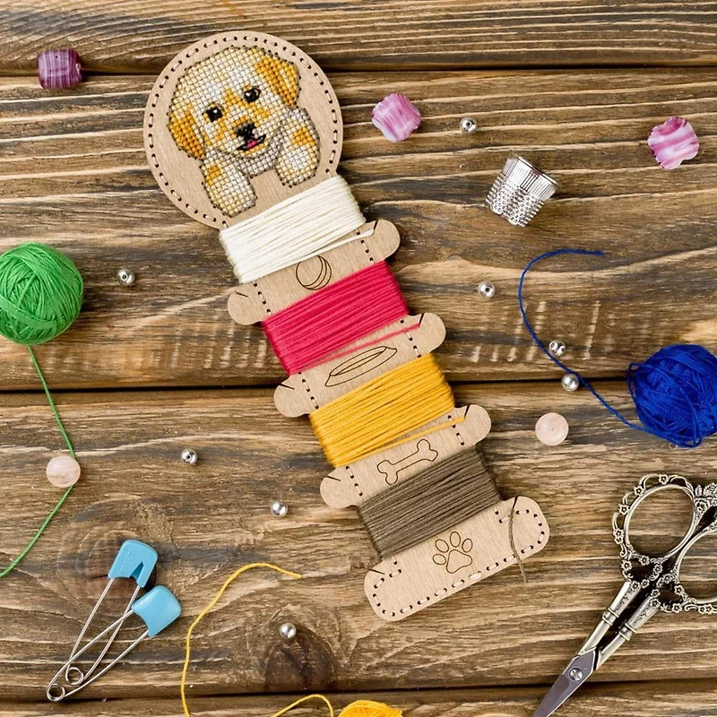 Wonderland Crafts Dog Embroidery Blank Wood Organizer