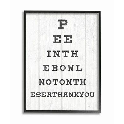 Stupell Industries Bathroom "Pee in the Bowl" Seeing Eye Chart Black Wood Framed Wall Art