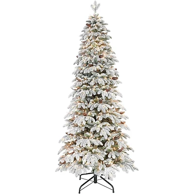 7.5ft. Pre-Lit Flocked Slim Montville Spruce Artificial Christmas Tree, Clear Lights