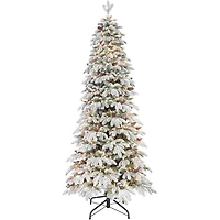 7.5ft. Pre-Lit Flocked Slim Montville Spruce Artificial Christmas Tree, Clear Lights