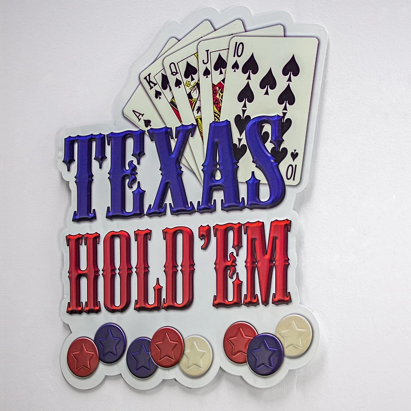 American Art Décor™ 17.25" Texas Hold'em Embossed Metal Sign