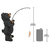 Design Toscano 13.5" Hooked on Fishing Fisherman Black Bear Statue