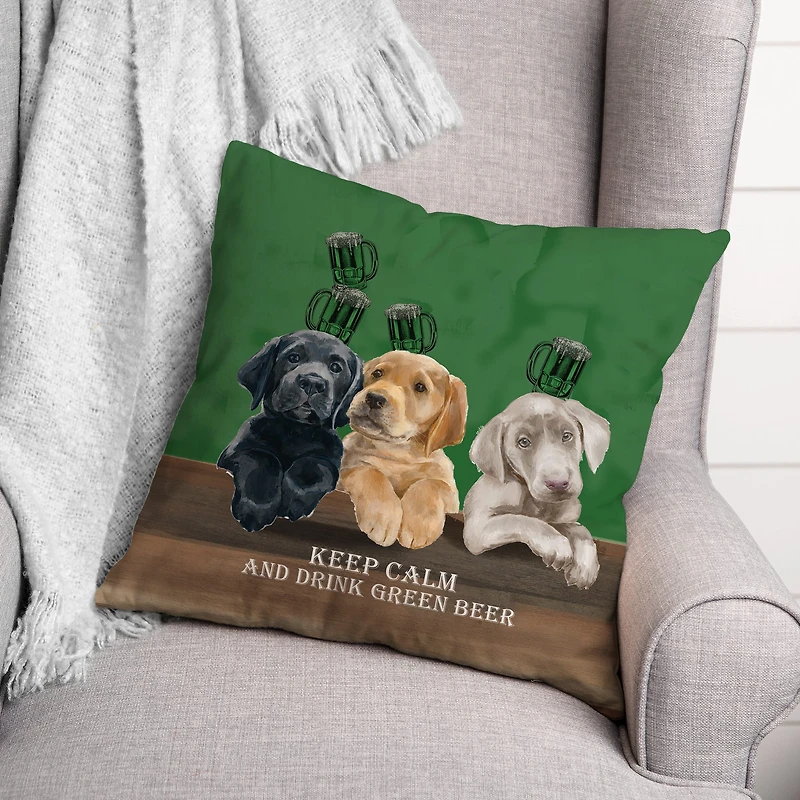 Keep Calm Drink Beer Dogs 18" x 18" Throw Pillow