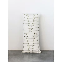 Hello Honey® Green & White Handwoven Lumbar Pillow with Tassels