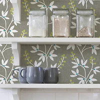 NuWallpaper Taupe & Lime Fairfield Peel & Stick Wallpaper