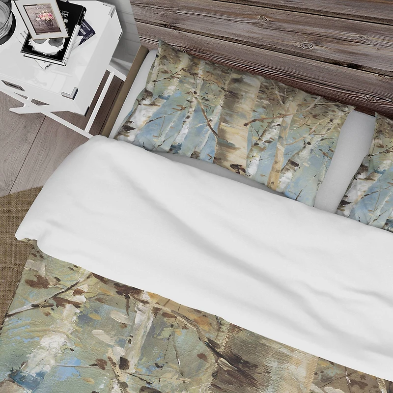 Designart 'White Birch Forest II' Farmhouse Bedding Set