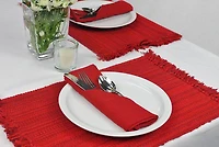 DII® Variegated Red Fringe Placemat & Napkin Set, 8ct.