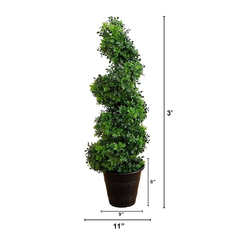3ft. UV-Resistant Boxwood Spiral Topiary Artificial Tree in Decorative Planter