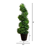 3ft. UV-Resistant Boxwood Spiral Topiary Artificial Tree in Decorative Planter