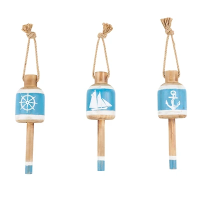 Blue & White Anchor, Sailboat & Ship Wheel Buoy Wall Décor Set
