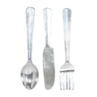 Silver Aluminum Utensil Wall Décor Set