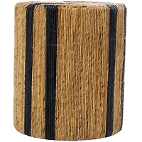 Brown Banana Leaf Handmade Linear Wrapped Accent Table with Navy Stripes
