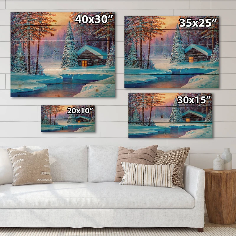 Designart - Old Cabin In Winter Forest I