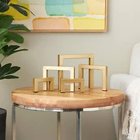 13" Gold Metal Geometric Abstract Square Arched Sculpture